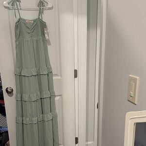 Lizard Thicket Sage Green Smocked Dress